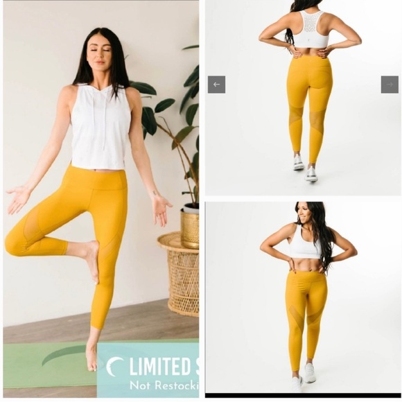 ZYIA Active Faith Mesh 7/8 legging yellow size 6-8 - Picture 1 of 4